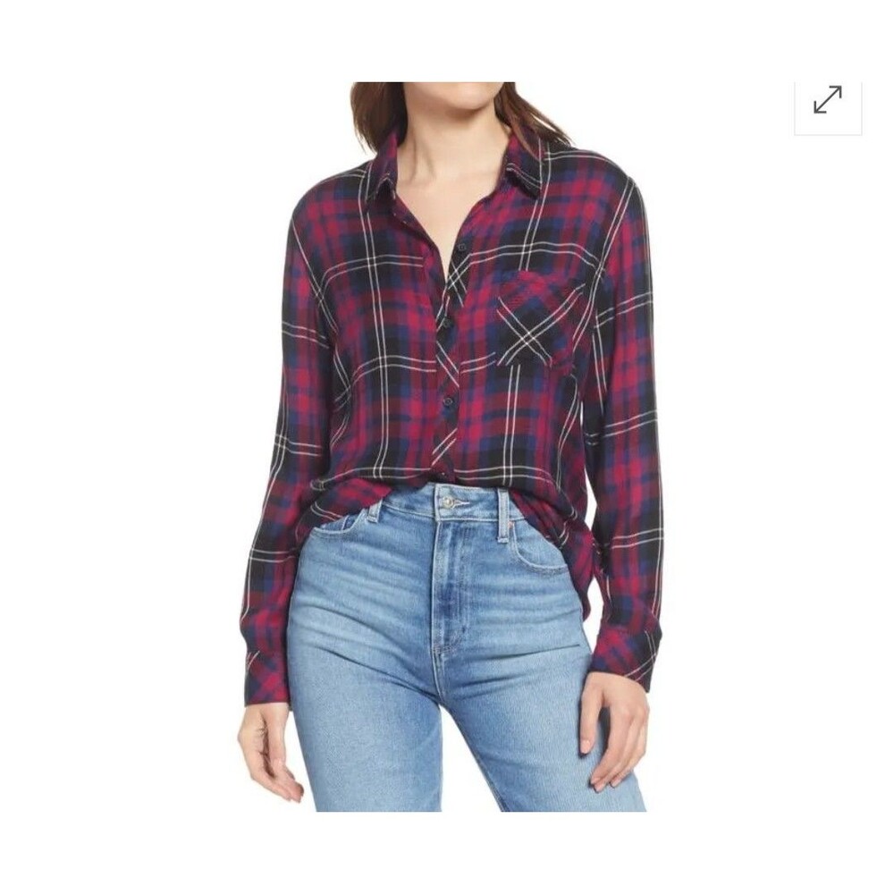 Rails Xs Button Front Hunter Plaid Flannel Shirt - image 1